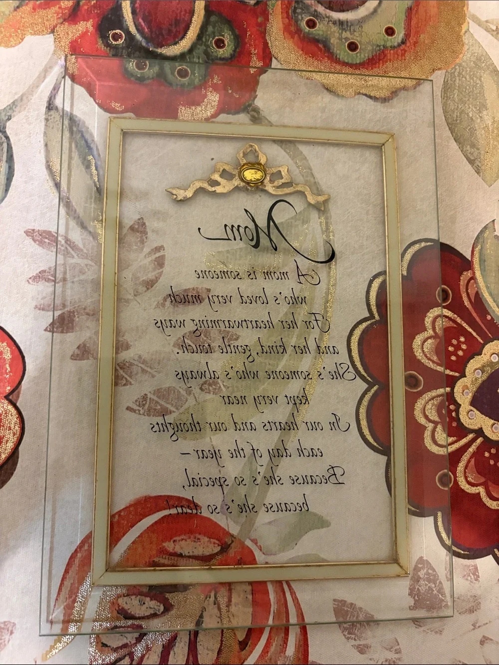 Gold Mom Sentiment Framed Wall Glass Art